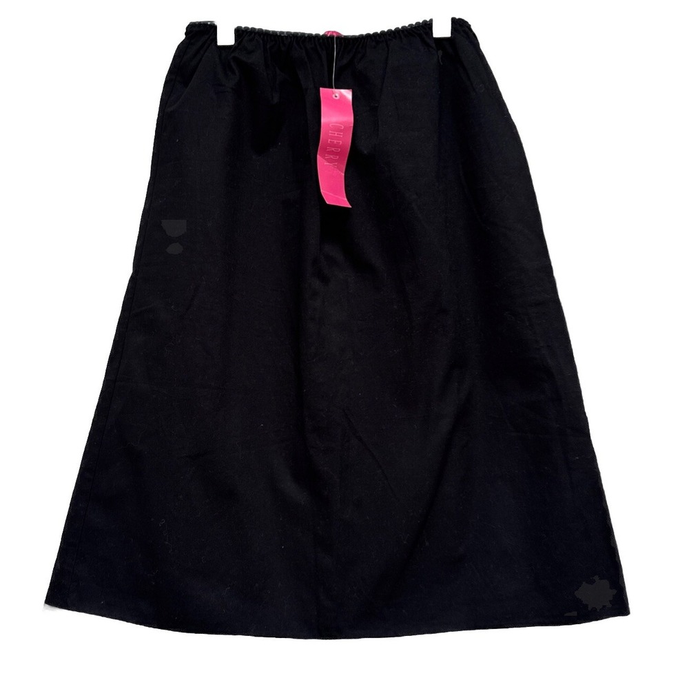 Cherry Size 7 Black Cotton Skirt Elasticized Waist‎ Cotton
